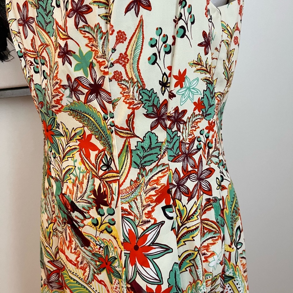 NWT Maggie London Floral Bird Print Sleeveless A-Line Dress Size 10 - Picture 6 of 12